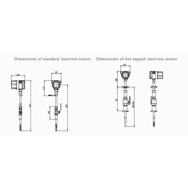 1% Accuracy Insertion Type Thermal Mass Flow Meter For Natural Gas 10mm 100mm