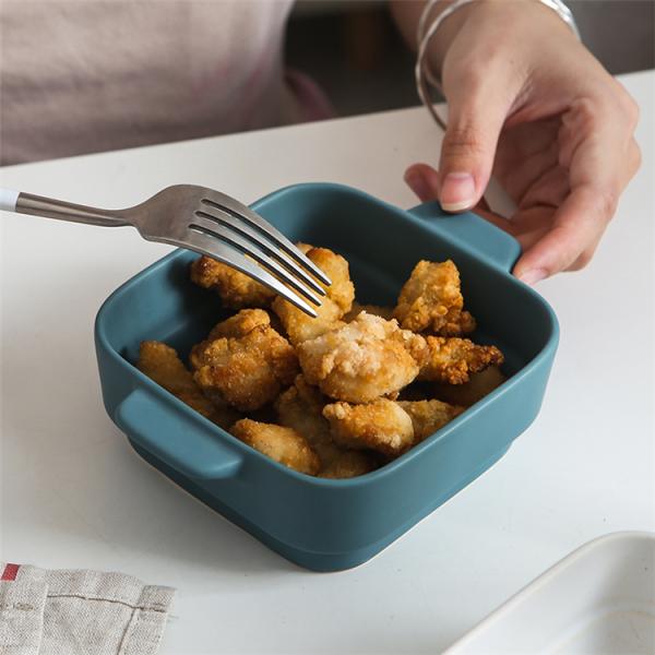 Customized Small Square Ceramic Baking Dish For Home Restaurant