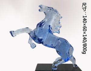 Quality Handmade Decorative Glass Craft Crystal Blue Horse Horse Head 14cm Length for sale