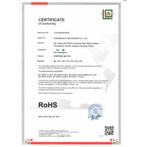 Changzhou Prostepper Co.,Ltd. Certifications