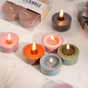 Quality 3hrs Shopping Gift Box Aromatherapy Soy Wax Colors Tea Light Candle Handmade 4pcs for sale
