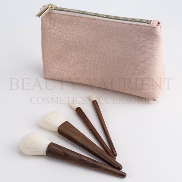 Soft Bristles 4PCS Wood Handle Makeup Brush Set Environment Friendly