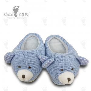 Quality Stuffed Plush Baby Shoes 8cm PP Cotton Warm Bear Blue Head Newborn Shoes for sale