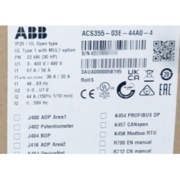 ABB ACS510-01-03A3-4 48 to 63 Hz Frequency Converter 1.1 KW I2n 3 380 … 480 V