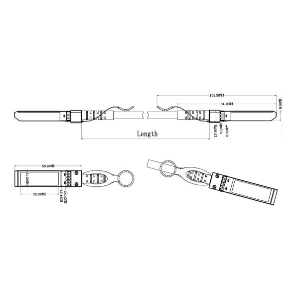 SFP+ Direct Attach Copper Cable 10G 1m 20PIN Footprint 24AWG Wire