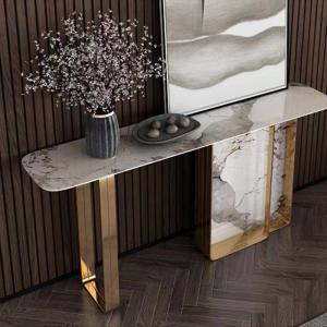 Quality Stainless Steel Marble Top Entry Console Table Desk 1.2m/1.5m for sale