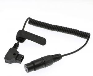 Quality XLR 4 Pin Female To D Tap Coiled Power Cable For Practilite 602 DSLR Camcorder Sony F55 SXS Camera for sale