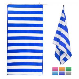 China Recycled Blue And White Striped Resort Beach Towels Quick Dry on sale
