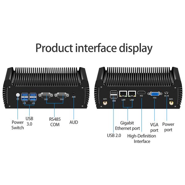 Intel Core i3 7100U Mini PC with 2 LAN 2 COM Fanless Industrial PC