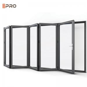 Quality 2.0mm Aluminium Bi Fold Door Double Glazed Sliding Folding Door Residential Building Exterior for sale