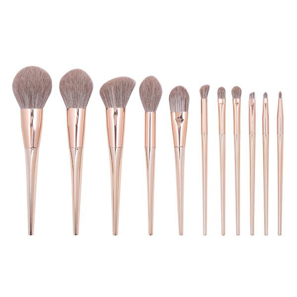 Gold Plating Plastic Handle 13pcs High End Makeup Brush Set No Cruelty