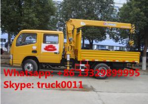 China dongfeng small double rows 2.5tons truck mounted crane for sale, factory sale best price dongfeng mini truck with crane on sale