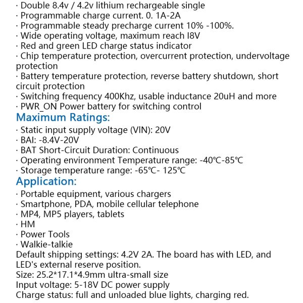 TP5100 TP5000 Charging Management Power Supply Module Board 18650 1A 2A 5V Compatible With 4.2V 8.4V 1S 2S Lithium Batteries