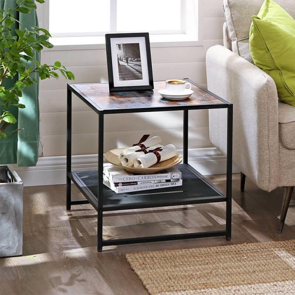 Buy Small Side Table with Unique Design, Industrial Side Table, Side Table with Mesh Shelf, ULET53XB at wholesale prices