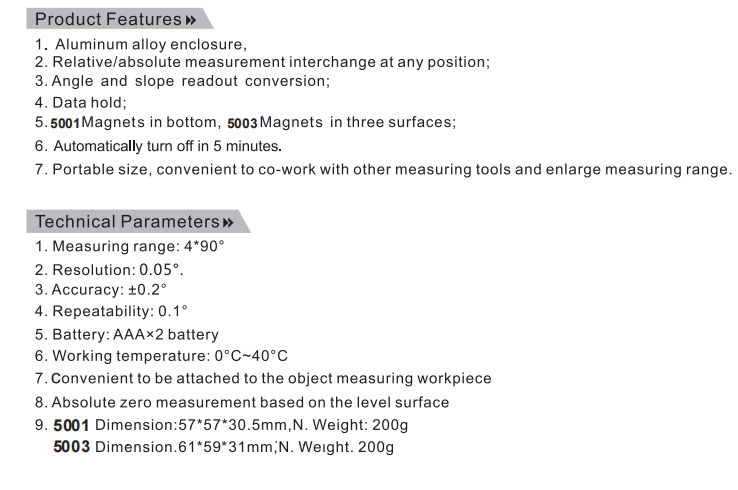 Digital lnclinometer With Backlight Data Hold Function 4*90° Magnets in three surfaces pocket type