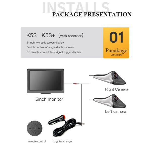 12-24V Waterproof Car Rear View Backup Camera with 5 Inch LCD Screen