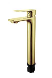 Quality Tall Basin Mixer Faucet Single Lever Bathroom Golden Brass Hot And Cold Water Dispenser Faucet for sale