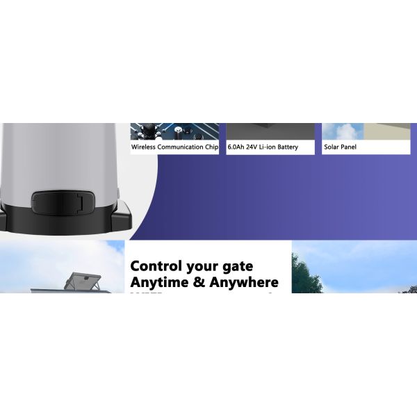 Chain Drive Sliding Gate Opener Solar Powered WiFi Control Backup Battery