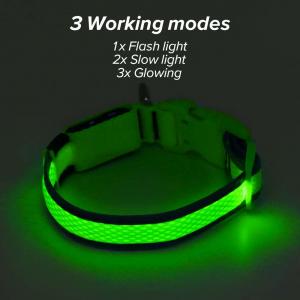 China Lightweight LED Dog Collar USB Rechargeable , High Visible LED Pet Dog Collar on sale