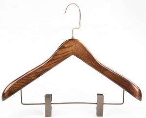 Quality luxury Ash Wooden Suit Hanger with Clips Bar for sale