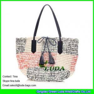 Quality LUDA luxury handbags crochetting Womens Colorblocked Straw Market Tote for sale