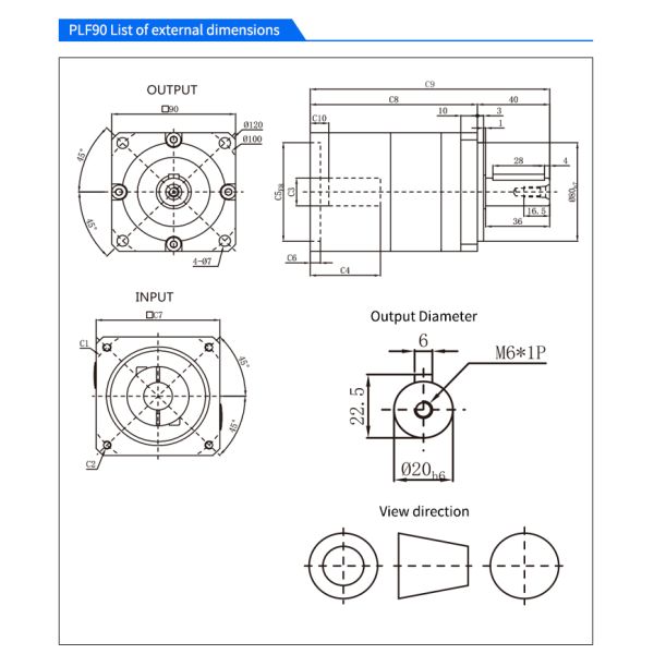 Lichuan Planetary Reducer Gearbox 3 to 1 3:1 PLF90 90mm Frame Size High Precision High Torque