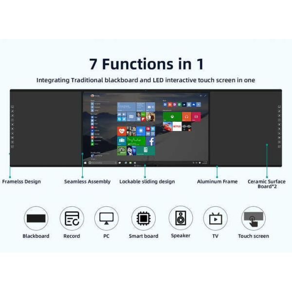 Close-up view of interactive touch screen features