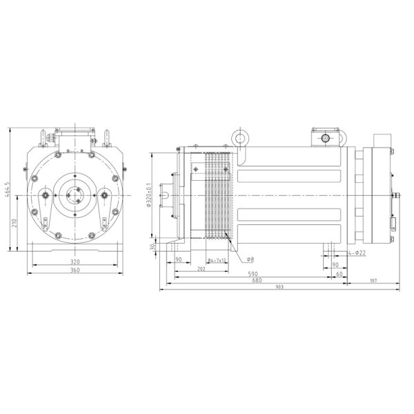 Sheave Φ320mm Motor Gearless Traction Machine Ip41 Protection Ac380v