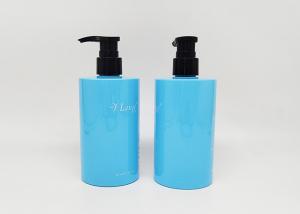 Quality 500ml Blue PET Plastic Shampoo Shower Gel Bottle With Lotion Pump for sale
