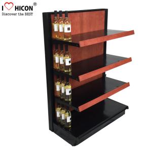 China Liquor Store Gondola Shelving Units 36 Inch Wide End Cap Wooden Shelving Display Stand on sale