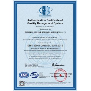 Zhengzhou Gofine Machine Equipment CO., LTD Certifications