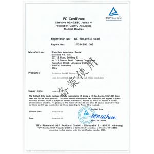 Shenzhen Yurucheng Dental Materials Co., Ltd Certifications
