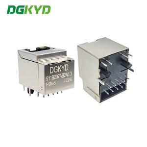Quality DGKYD511B207AB2A1DP068 180 Degree Notched RJ45 Connector Ethernet Filter POE 6U Network Interface for sale