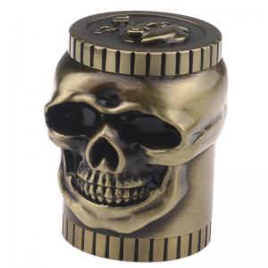 Quality 3 Layers Metal Zinc Alloy Herbal Spice Crusher Punk Skull Style For Tobacco for sale