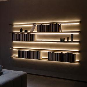 China L Shape Aluminium Home Furniture Led Light Floating Shelves 100cm 120cm on sale
