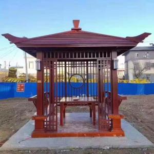 Quality Waterproof Outdoor Solid Wood Pavilion With Fence for sale