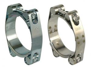 Double Bolts Heavy Duty Hose Clamps / Stainless Steel Pipe Clips Equal Shape