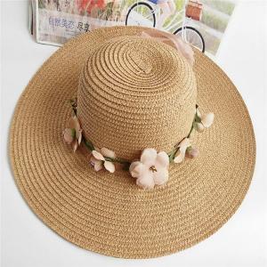 China Summer Flower Hats Women Beach Straw Hats Vacation Sun Protection Straw Hats on sale