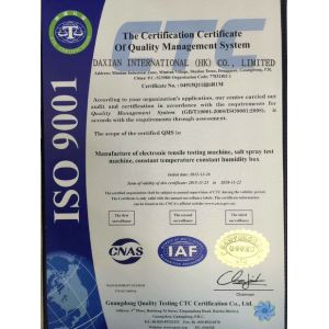 DONGGUAN DAXIAN INSTRUMENT EQUIPMENT CO.,LTD Certifications
