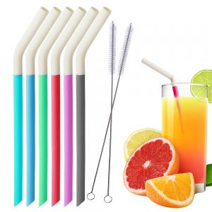 China Straight Nontoxic Silicone Bendy Straws , Heat Resistant Soft Reusable Straws on sale