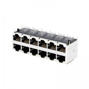 Quality JT5-2610CNL 10G BASE-T 2X6 PORT RJ45 Magnetic Jack Female Connector With LIGHT PIPES for sale