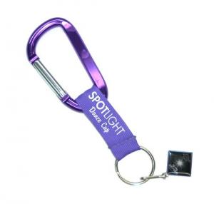 China Purple Metal Carabiner Key Ring Short Polyester Lanyard Key Chain on sale