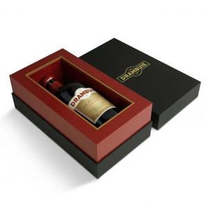 China Custom Premium Rigid Cardboard Clamshell Wine Box With EVA Foam Insert on sale