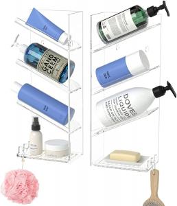 Quality Acrylic Shower Rack Storage Box Acrylic Cosmetic Display Stand 14.1in for sale