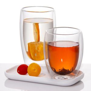 Quality Empty Cappuccino Glasses Double Walled Insulated Glass Tumblers 350ml 650ml for sale