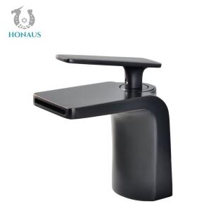 Quality ISO Antique Black Hot And Cold Wash Basin Taps Waterfall Basin Faucet Set for sale