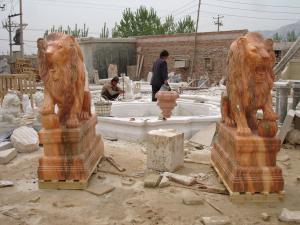 Quality 200cm Life Size Customized Lion With Wings Statue , Stone Carving Sculpture for sale