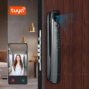 Quality 3D Face Recognition Home Door Lock Fingerprint Password Apartment Door Lock 4.5 Inch HD Screen with Peephole Camera for sale