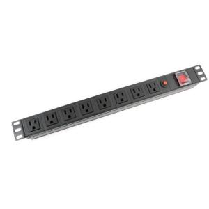 1U Thickness 8 Way Output Cabinet PDU with Overload Protection and Switch 125V 15A UL