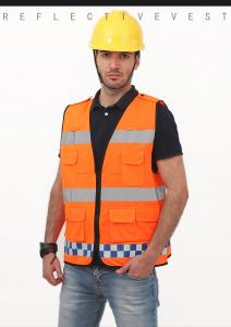 Quality 100%Polyester Worker Orange Vest Reflective Safety Vest Flame Resistant Hi Vis Vest For Personal  Safety for sale